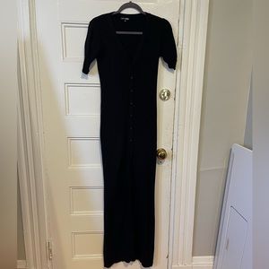 Fashion Nova Black maxi buttoned up knit dress